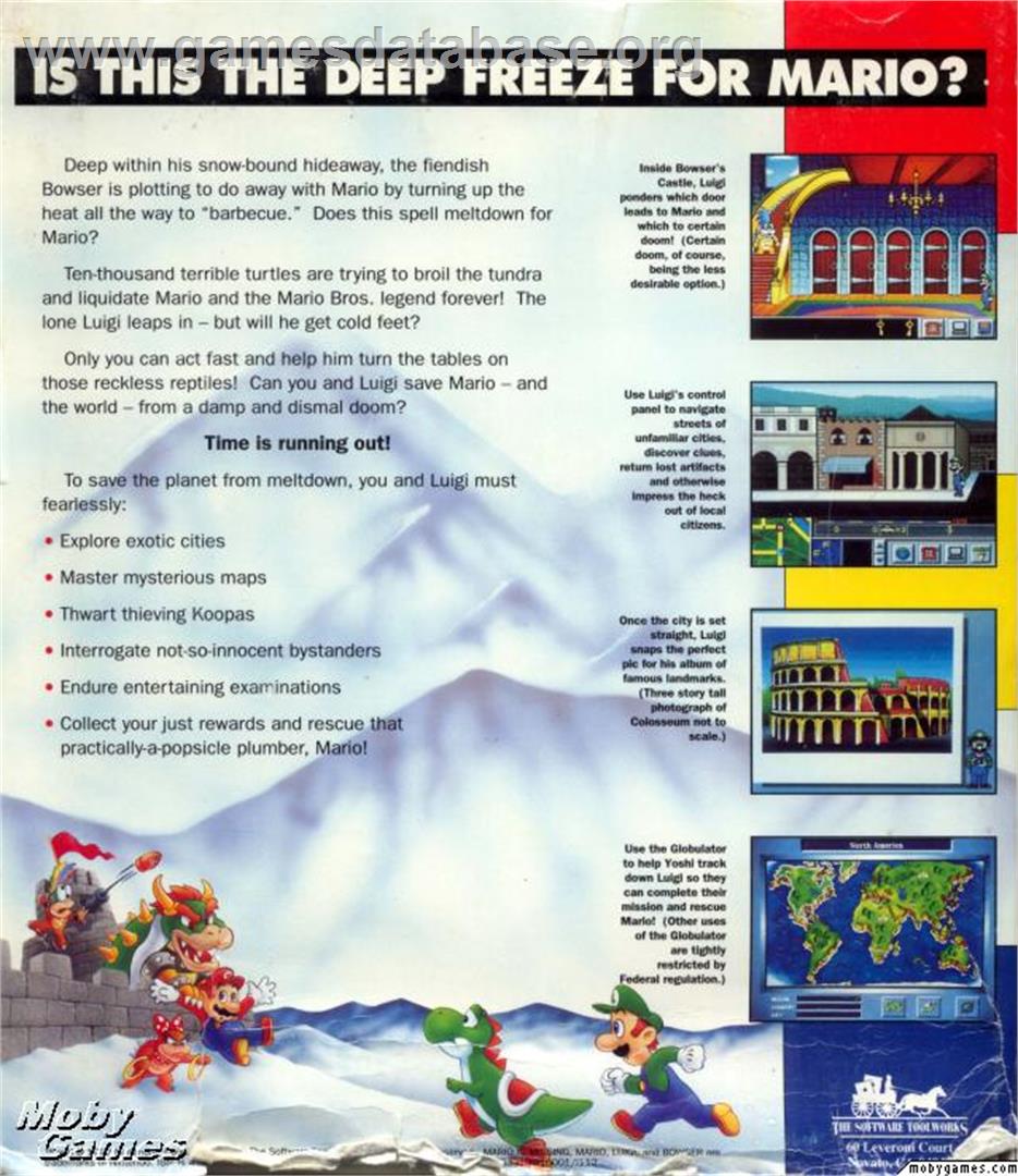 Mario is Missing! - Microsoft DOS - Artwork - Box Back