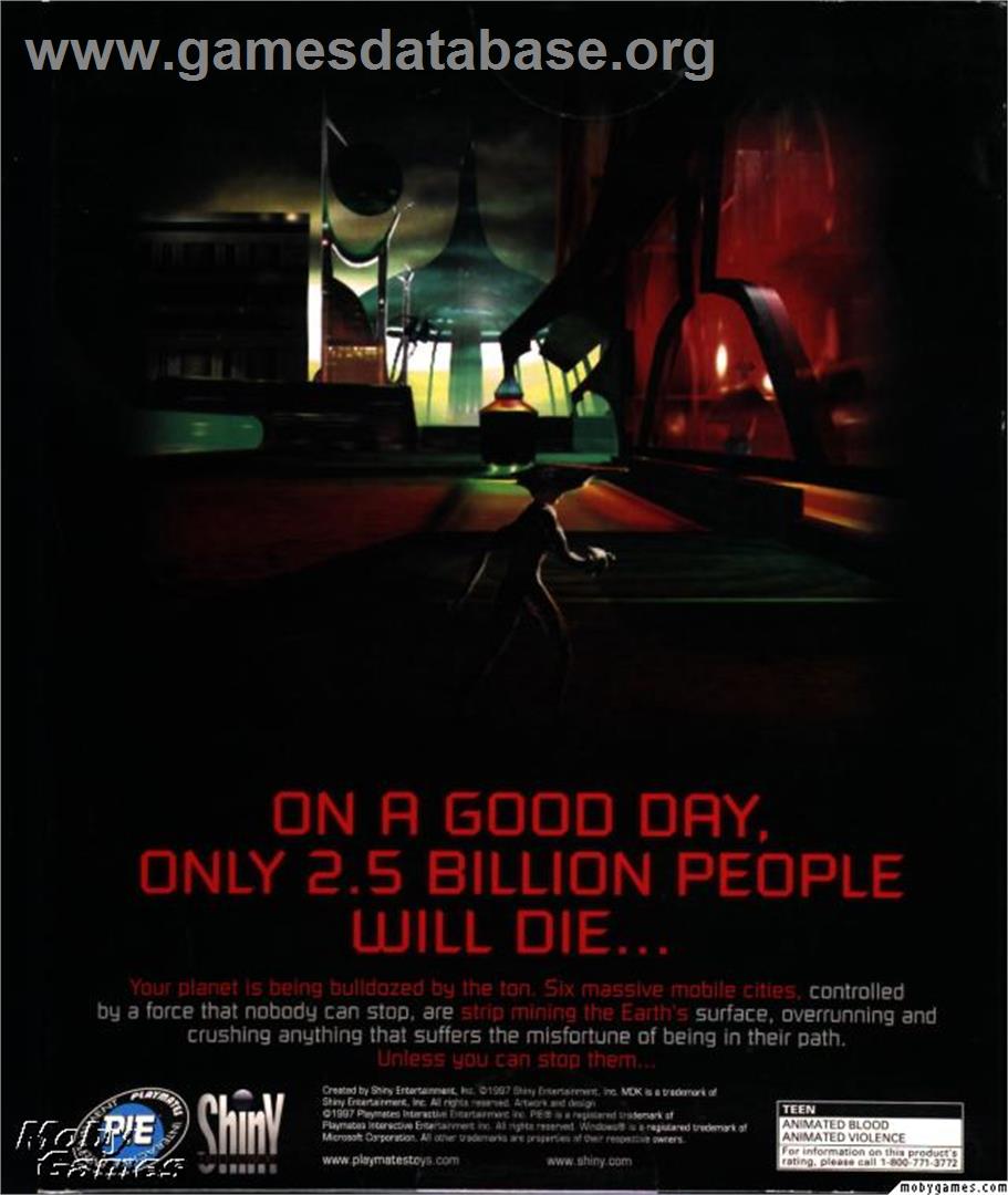 Mdk - Microsoft DOS - Artwork - Box Back