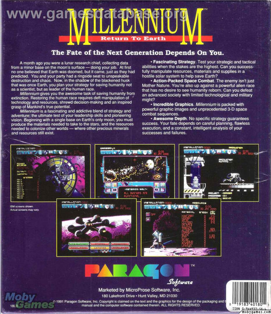 Millennium 2.2 - Microsoft DOS - Artwork - Box Back