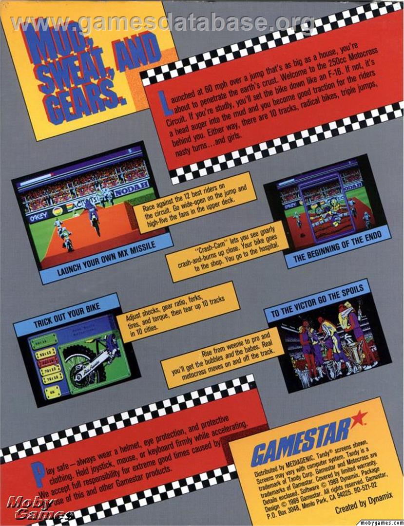 Motocross - Microsoft DOS - Artwork - Box Back