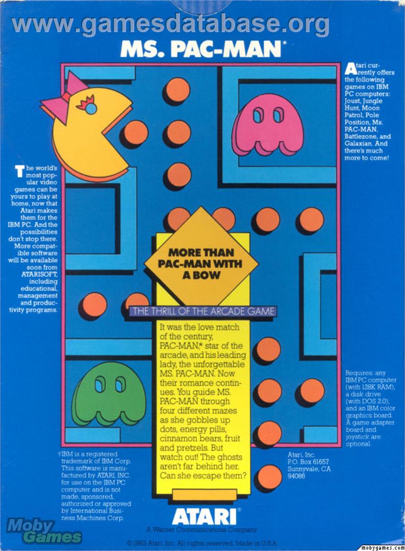 Ms. Pac-man - Microsoft DOS - Artwork - Box Back