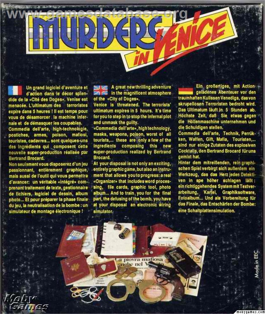 Murders in Venice - Microsoft DOS - Artwork - Box Back