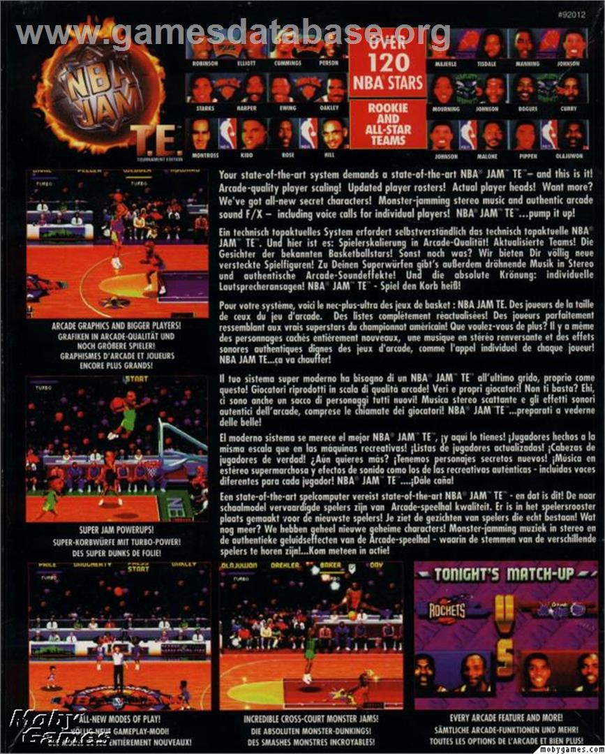 NBA Jam Tournament Edition - Microsoft DOS - Artwork - Box Back