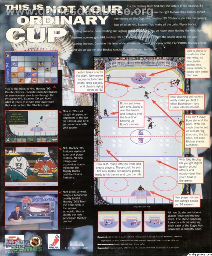 NHL Hockey 95 - Microsoft DOS - Artwork - Box Back
