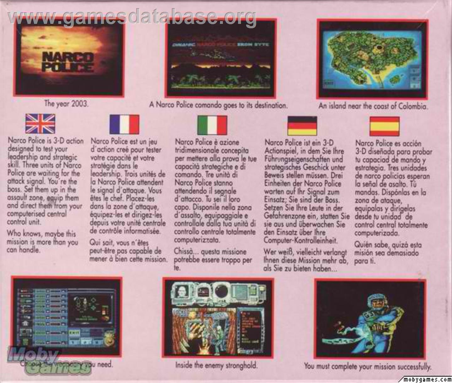 Narco Police - Microsoft DOS - Artwork - Box Back