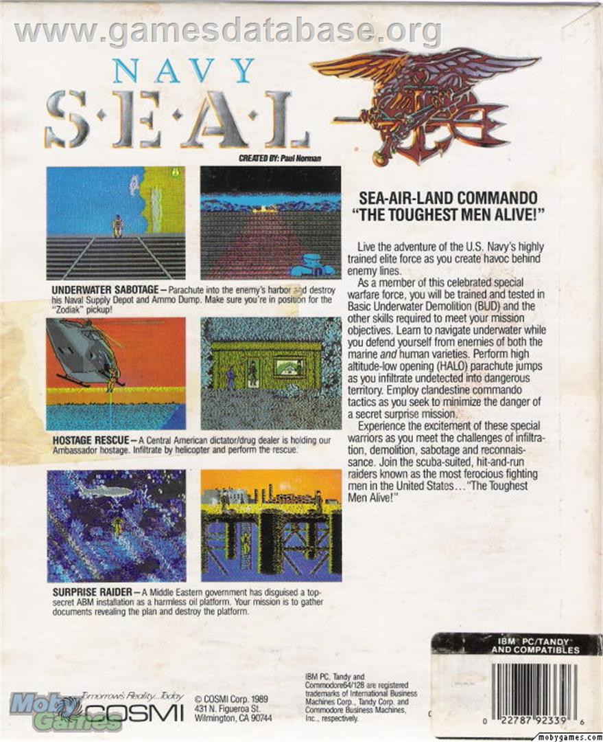 Navy Seal - Microsoft DOS - Artwork - Box Back