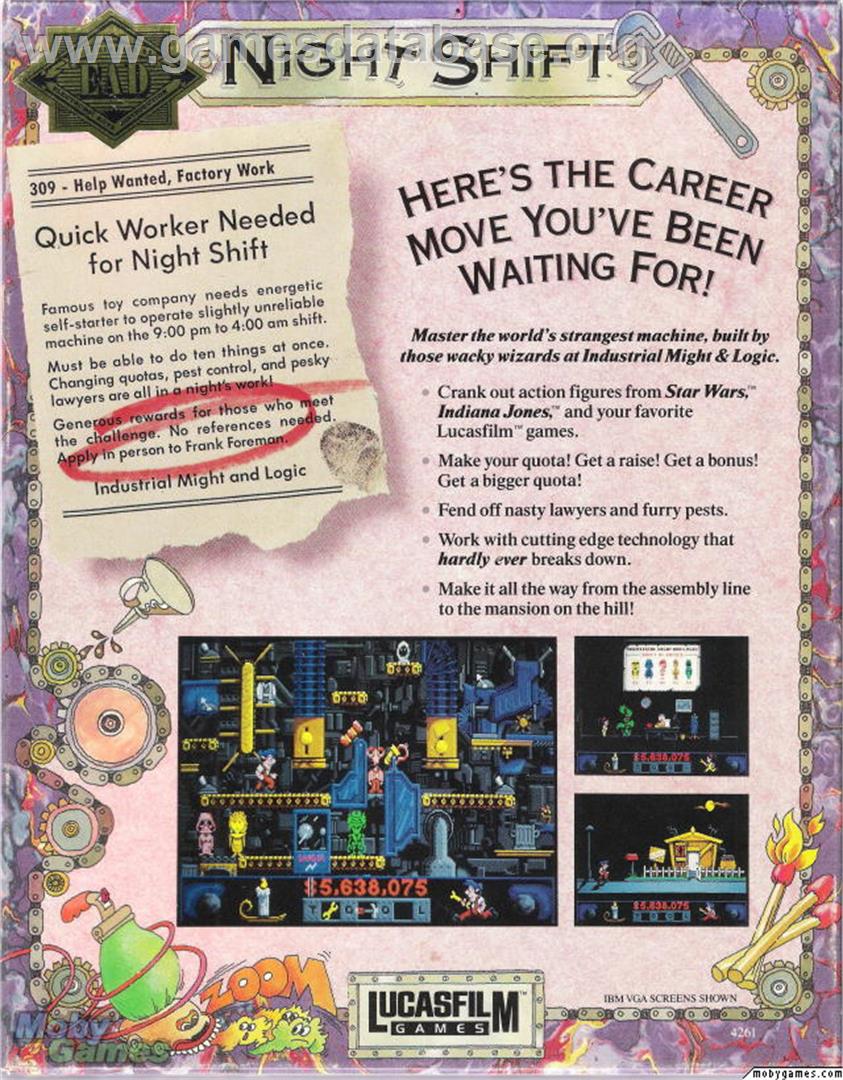 Night Shift - Microsoft DOS - Artwork - Box Back