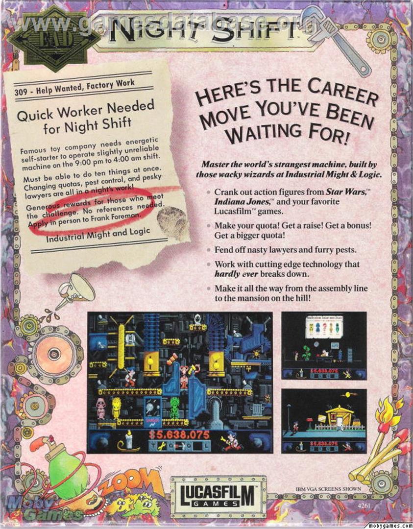 Night Shift - Microsoft DOS - Artwork - Box Back