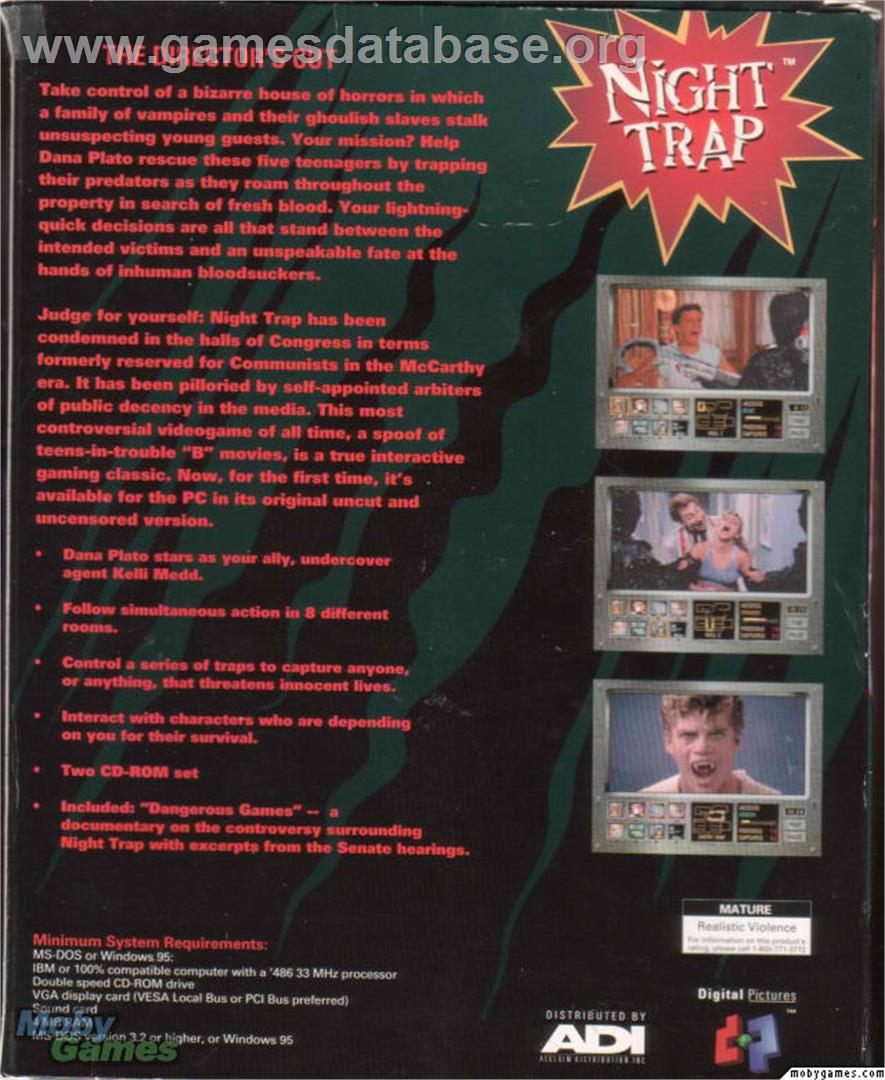 Night Trap - Microsoft DOS - Artwork - Box Back