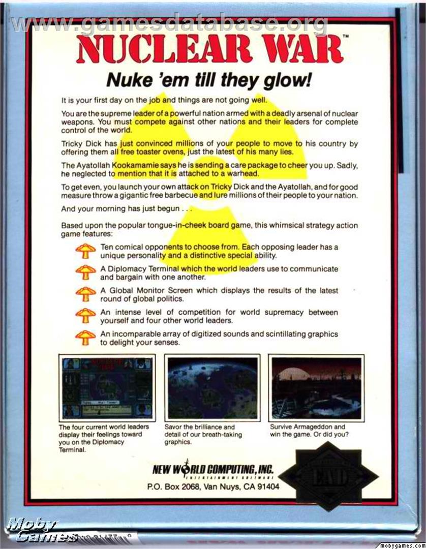 Nuclear War - Microsoft DOS - Artwork - Box Back