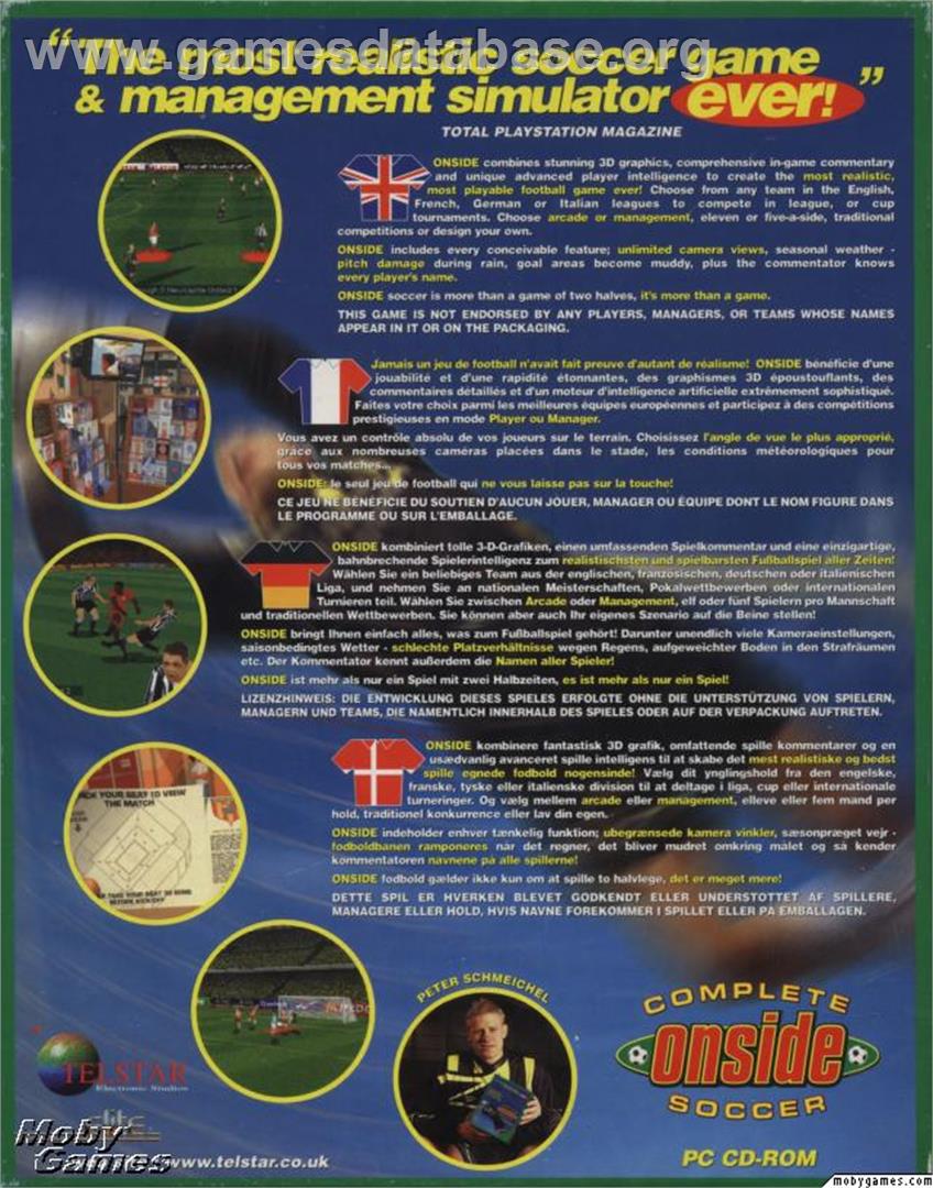 ONSIDE Complete Soccer - Microsoft DOS - Artwork - Box Back