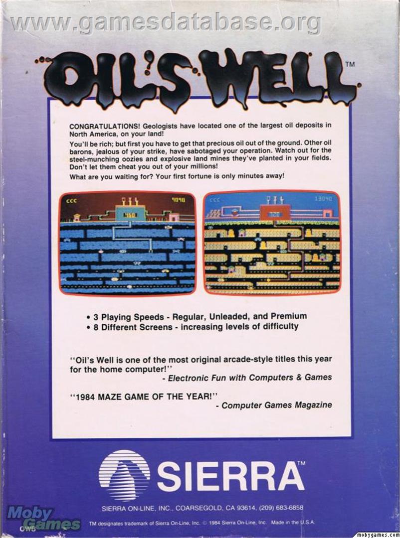 Oil's Well (1984) - Microsoft DOS - Artwork - Box Back