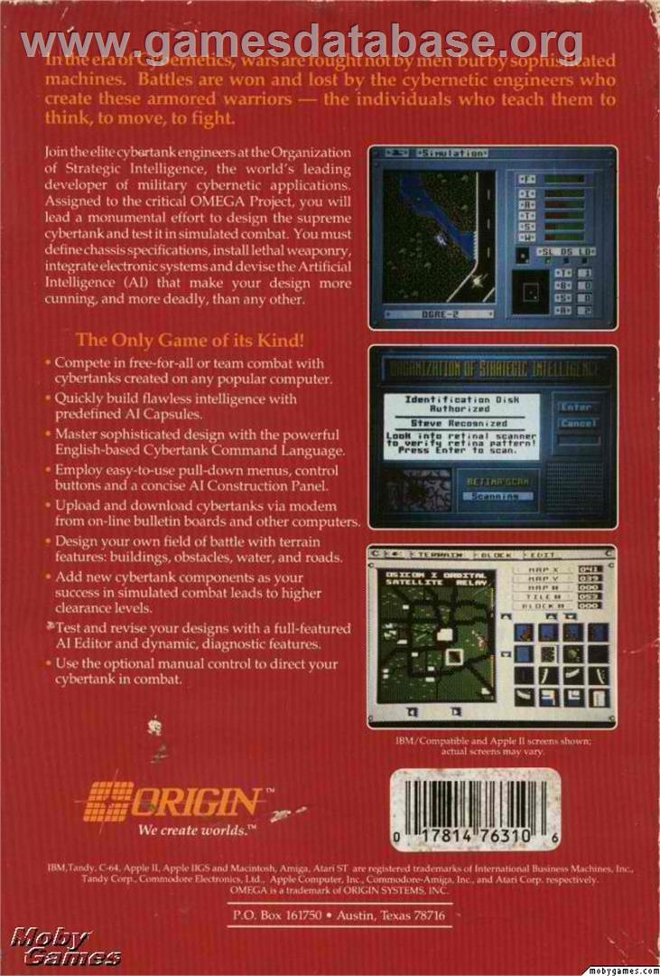 Omega (1988) - Microsoft DOS - Artwork - Box Back