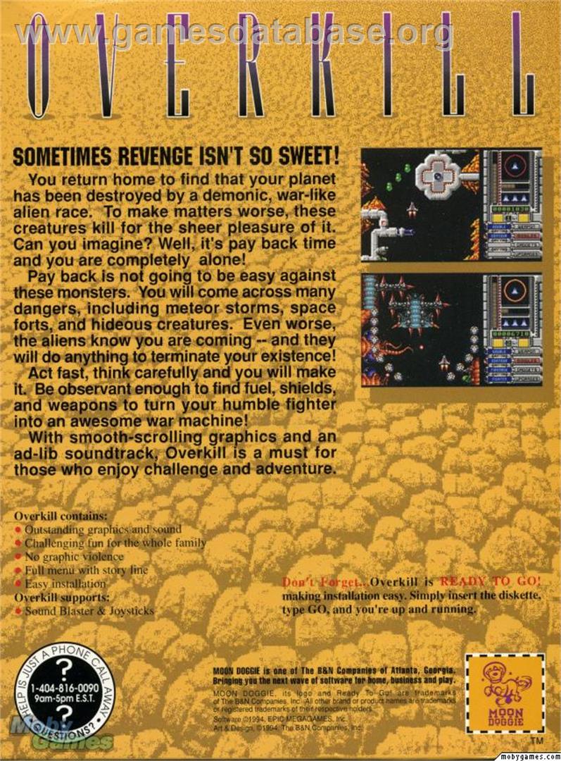 Overkill (1996) - Microsoft DOS - Artwork - Box Back