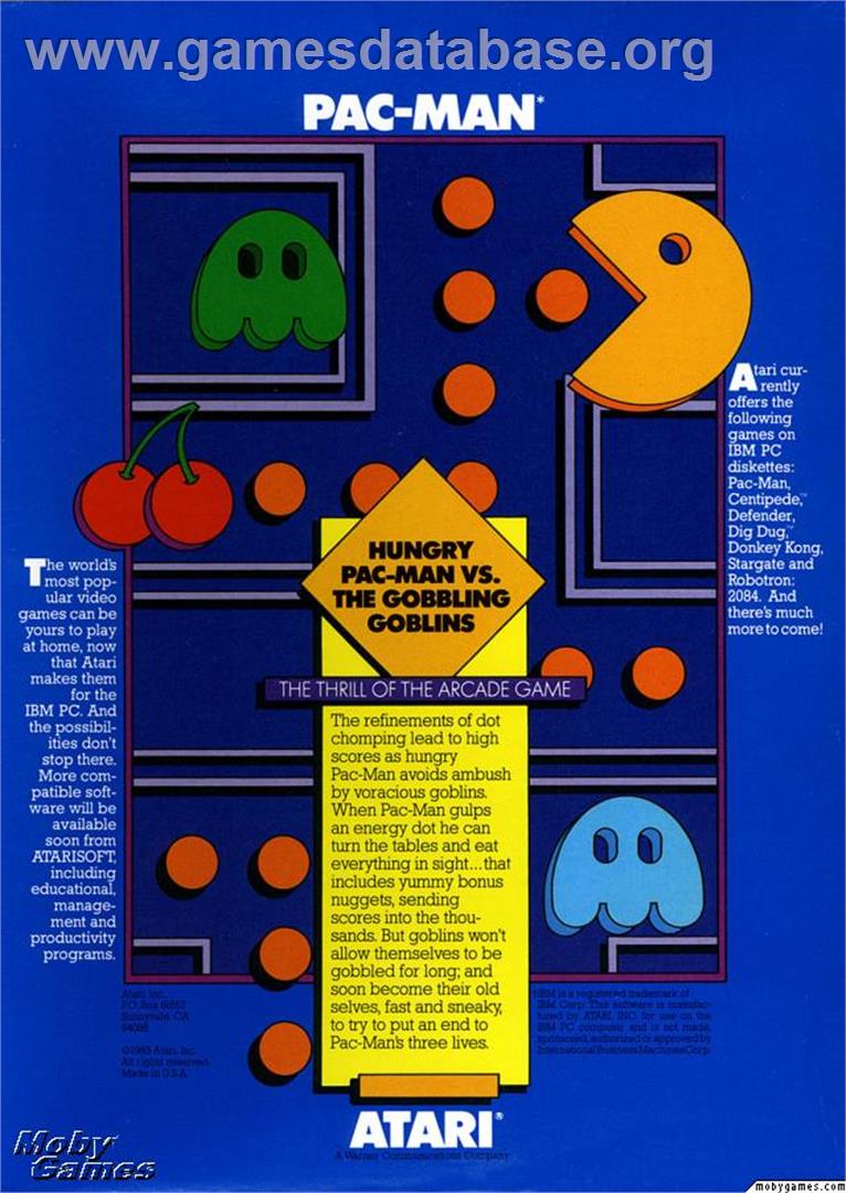 Pac-Man (1983) - Microsoft DOS - Artwork - Box Back