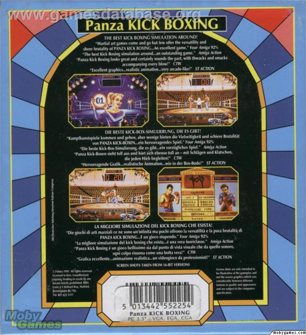 Panza Kick Boxing - Microsoft DOS - Artwork - Box Back