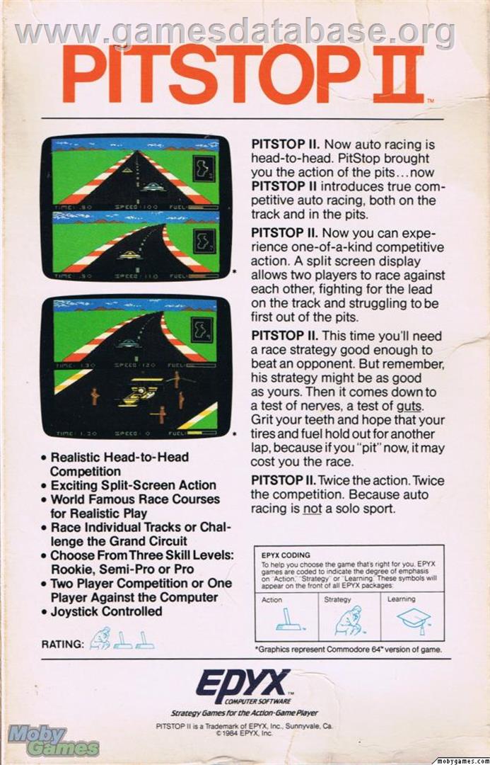 Pitstop 2 - Microsoft DOS - Artwork - Box Back