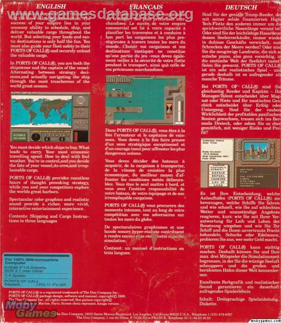 Ports of Call - Microsoft DOS - Artwork - Box Back