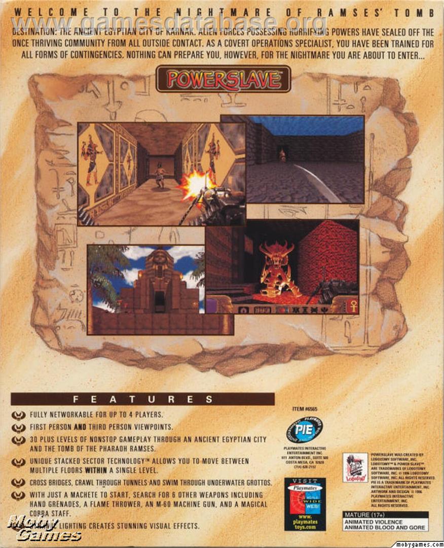 Powerslave - Microsoft DOS - Artwork - Box Back