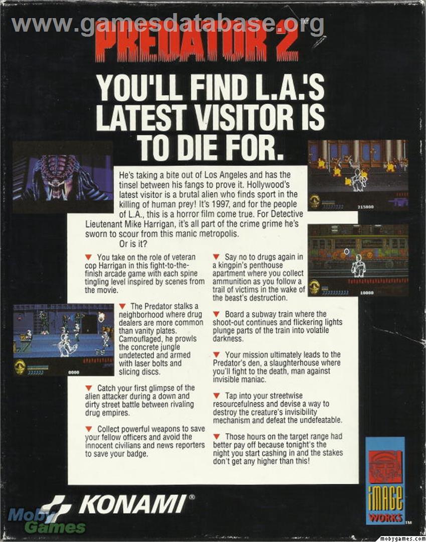Predator 2 - Microsoft DOS - Artwork - Box Back