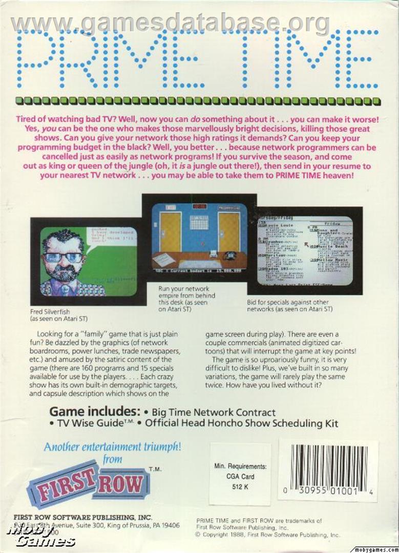 Prime Time - Microsoft DOS - Artwork - Box Back