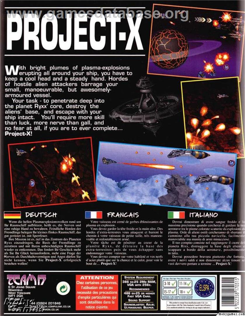 Project-X - Microsoft DOS - Artwork - Box Back