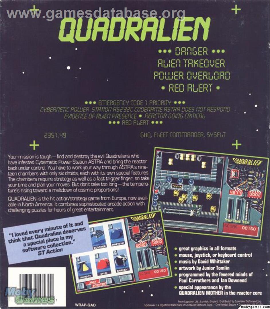Quadralien - Microsoft DOS - Artwork - Box Back