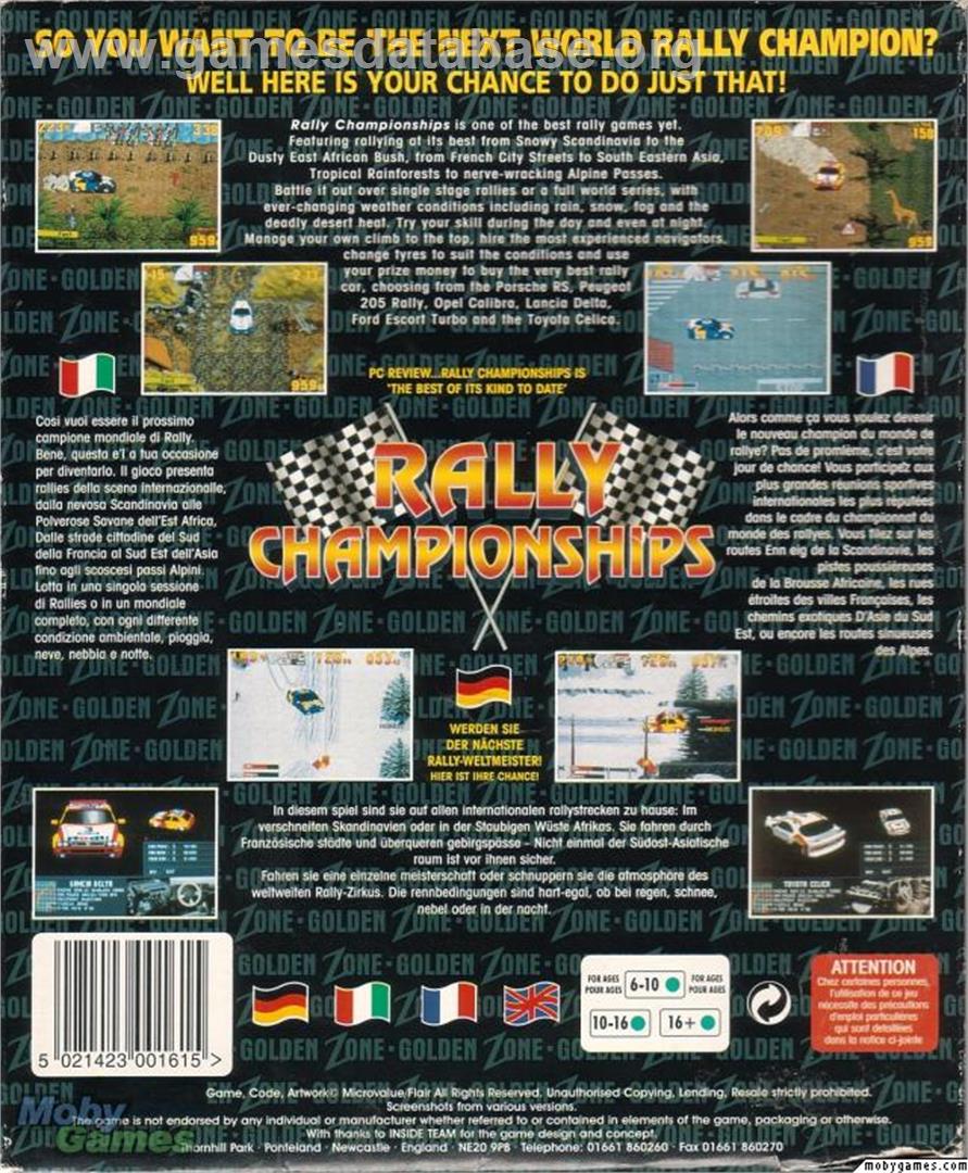 Rally Championships - Microsoft DOS - Artwork - Box Back