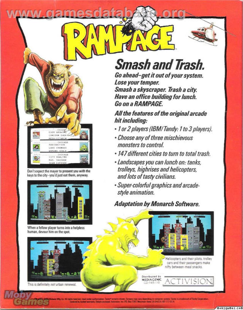 Rampage - Microsoft DOS - Artwork - Box Back