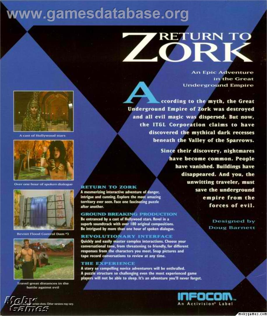 Return to Zork - Microsoft DOS - Artwork - Box Back