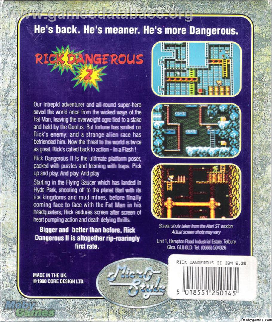 Rick Dangerous 2 - Microsoft DOS - Artwork - Box Back