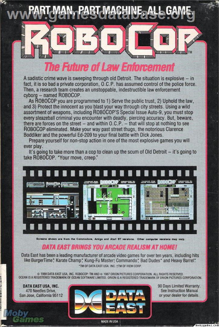 RoboCop - Microsoft DOS - Artwork - Box Back