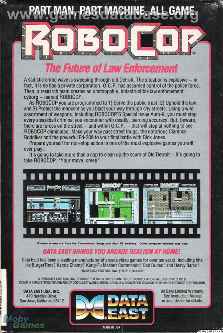 Robocop (Astros) - Microsoft DOS - Artwork - Box Back