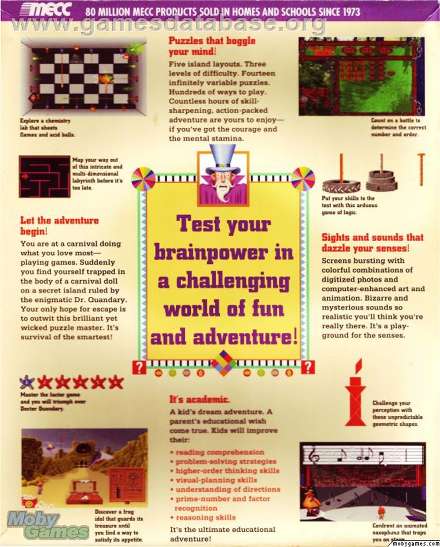 Secret Island of Dr. Quandary, The - Microsoft DOS - Artwork - Box Back