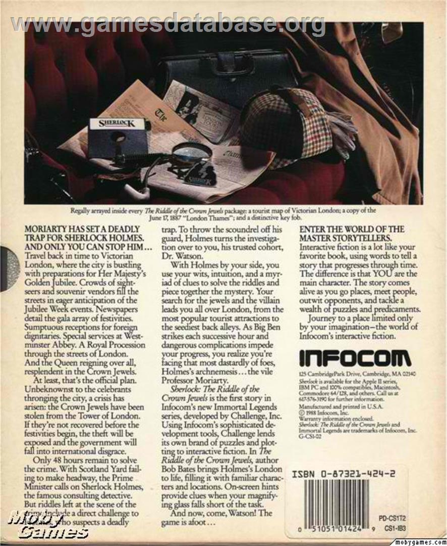 Sherlock - The Riddle of the Crown Jewels - Microsoft DOS - Artwork - Box Back