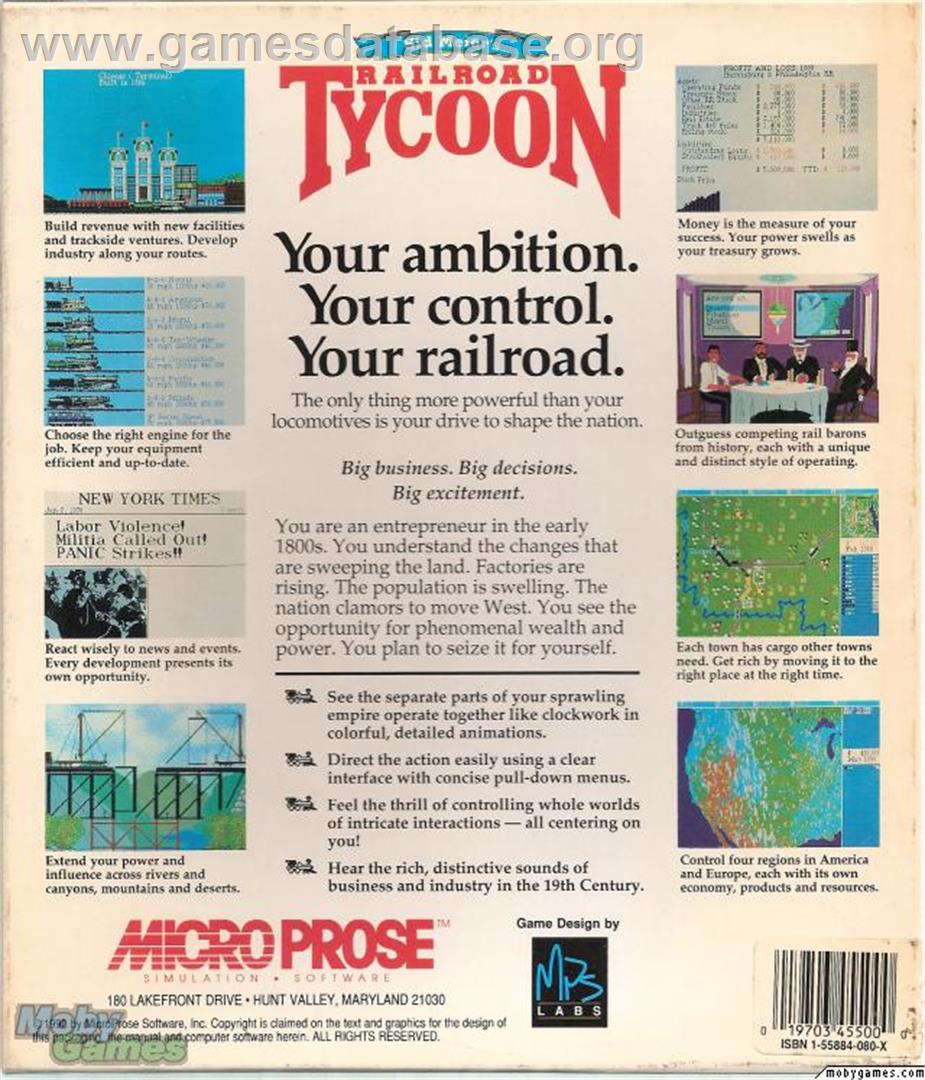 Sid Meier's Railroad Tycoon - Microsoft DOS - Artwork - Box Back