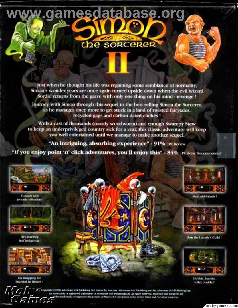Simon The Sorcerer 2 - The Lion, The Wizard And The Wardrobe - Microsoft DOS - Artwork - Box Back