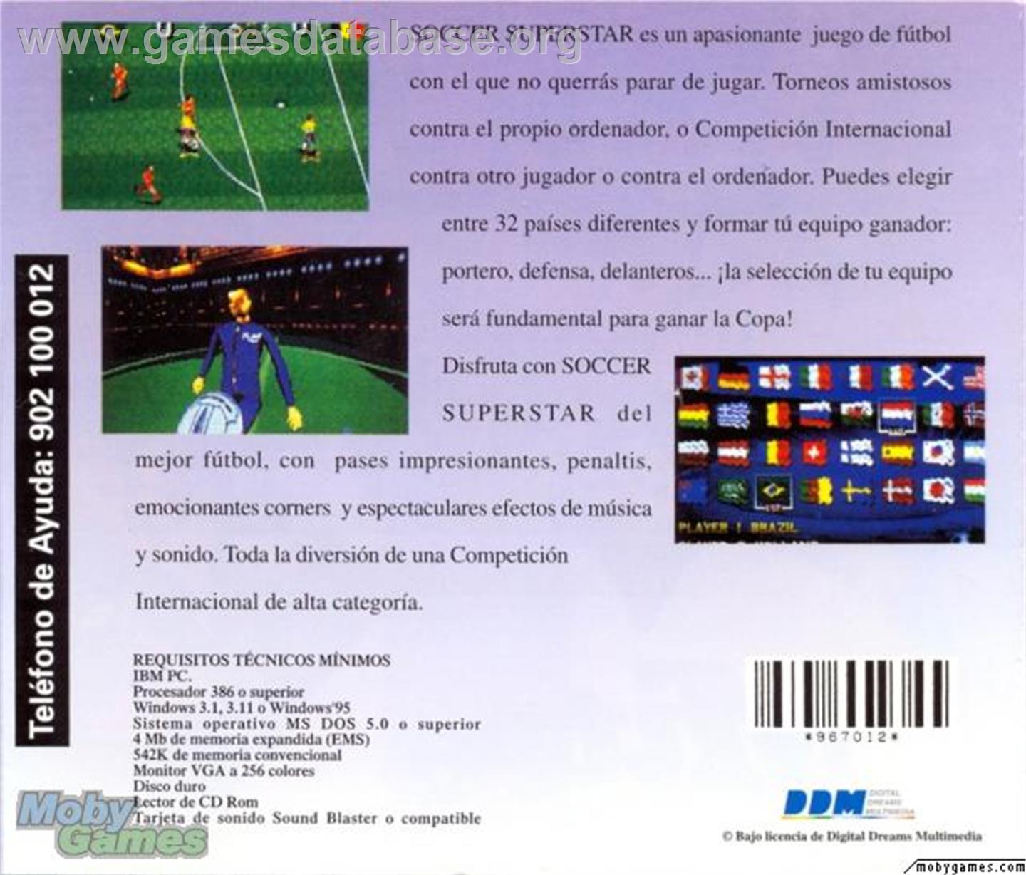 Soccer Superstars - Microsoft DOS - Artwork - Box Back