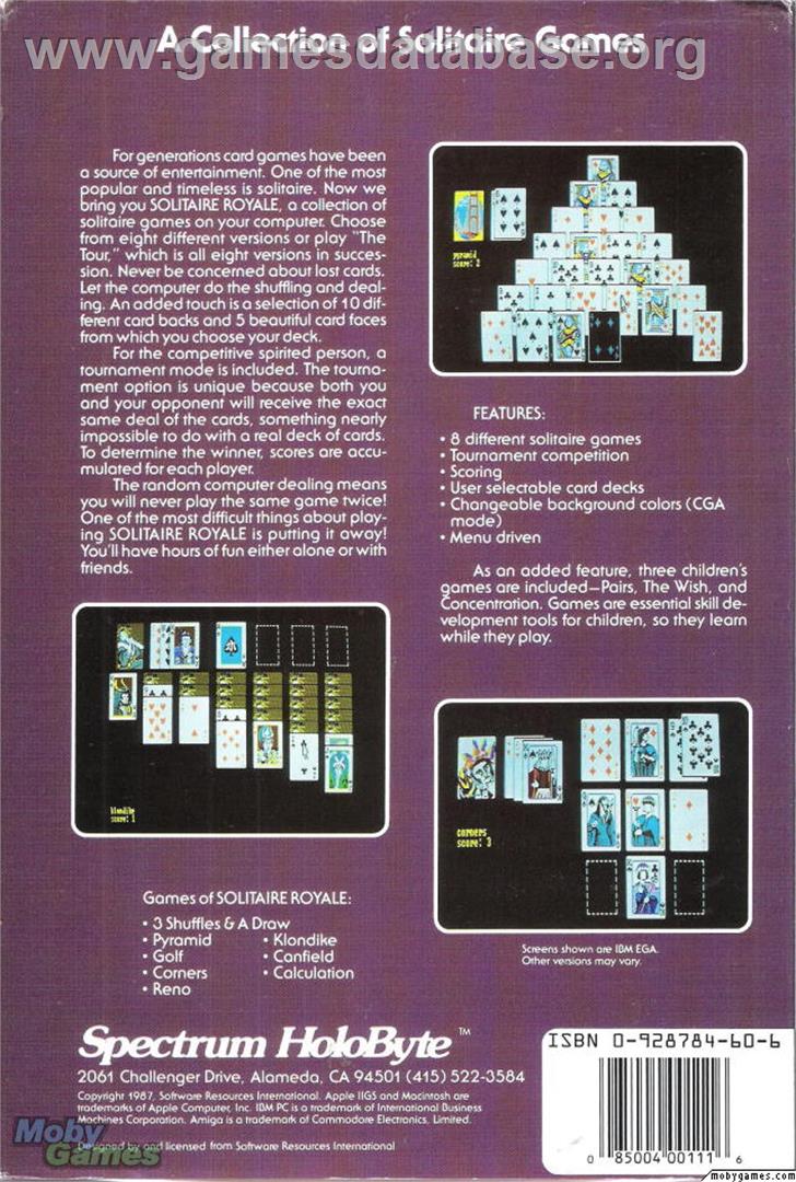 Solitaire Royale - Microsoft DOS - Artwork - Box Back