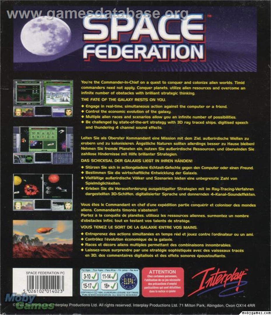 Space Federation - Microsoft DOS - Artwork - Box Back