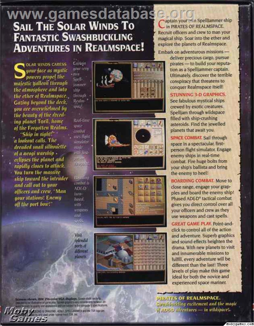 Spelljammer - Pirates of Realmspace - Microsoft DOS - Artwork - Box Back