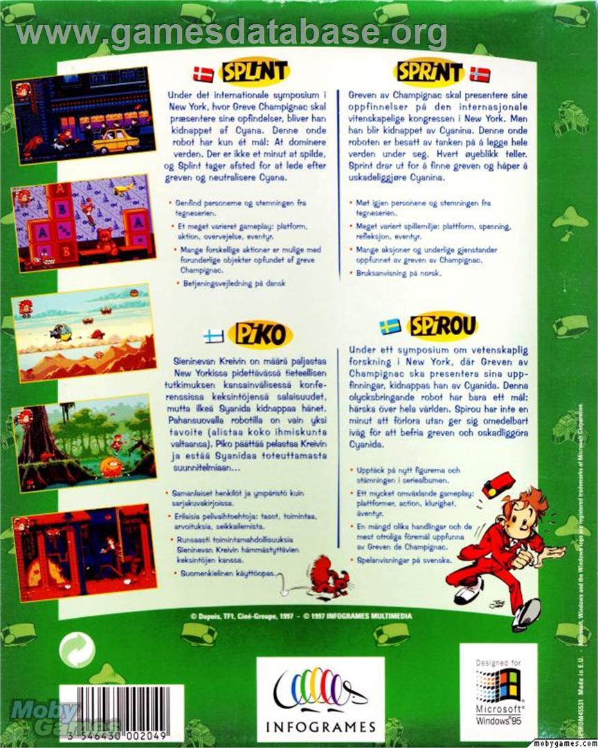 Spirou - Microsoft DOS - Artwork - Box Back
