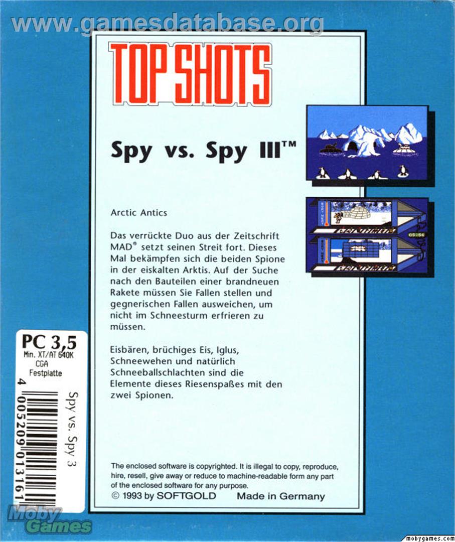 Spy Vs. Spy - Arctic Antics - Microsoft DOS - Artwork - Box Back