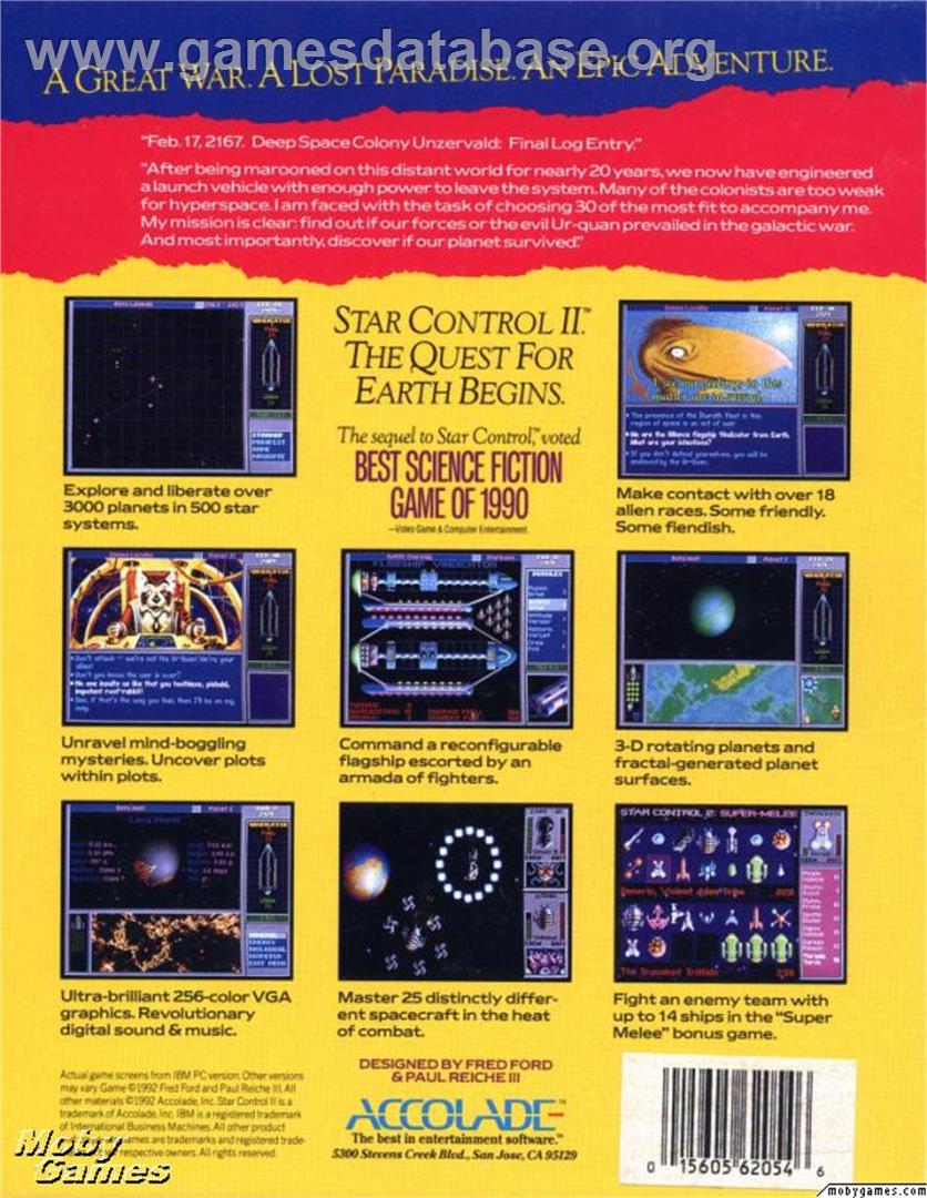Star Control 2 - Microsoft DOS - Artwork - Box Back