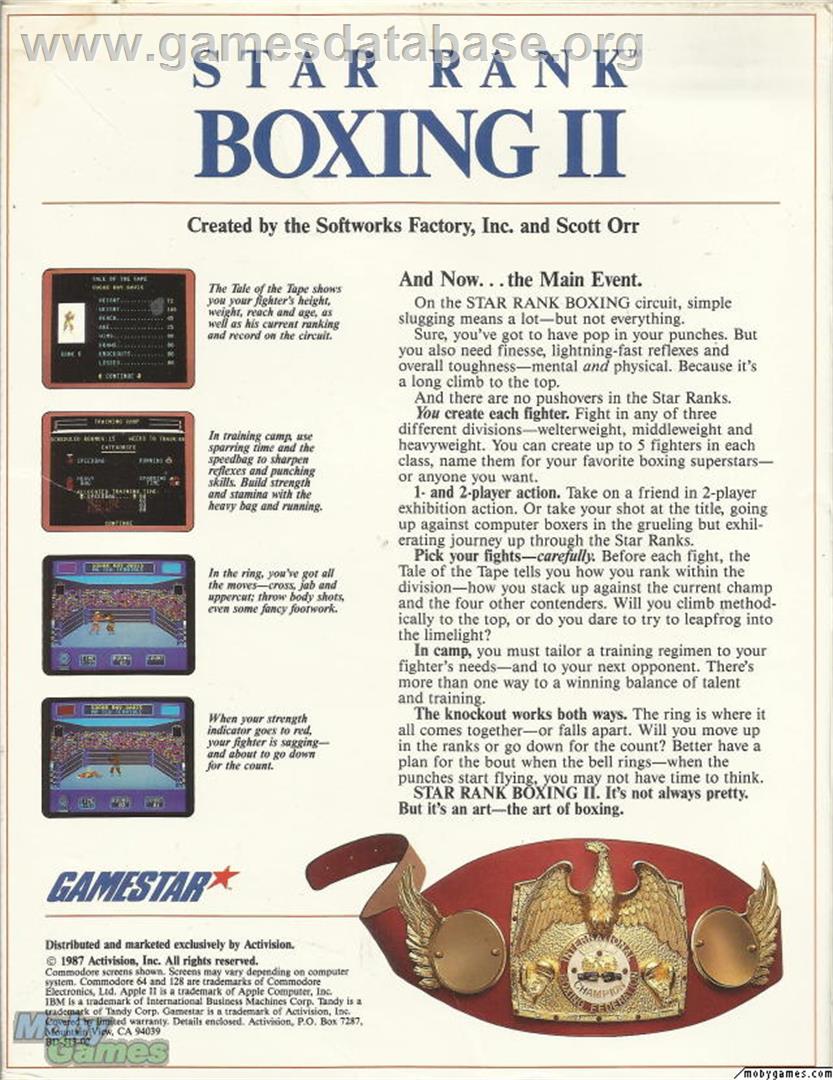 Star Rank Boxing 2 - Microsoft DOS - Artwork - Box Back