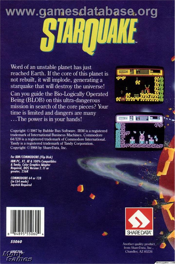 Starquake - Microsoft DOS - Artwork - Box Back