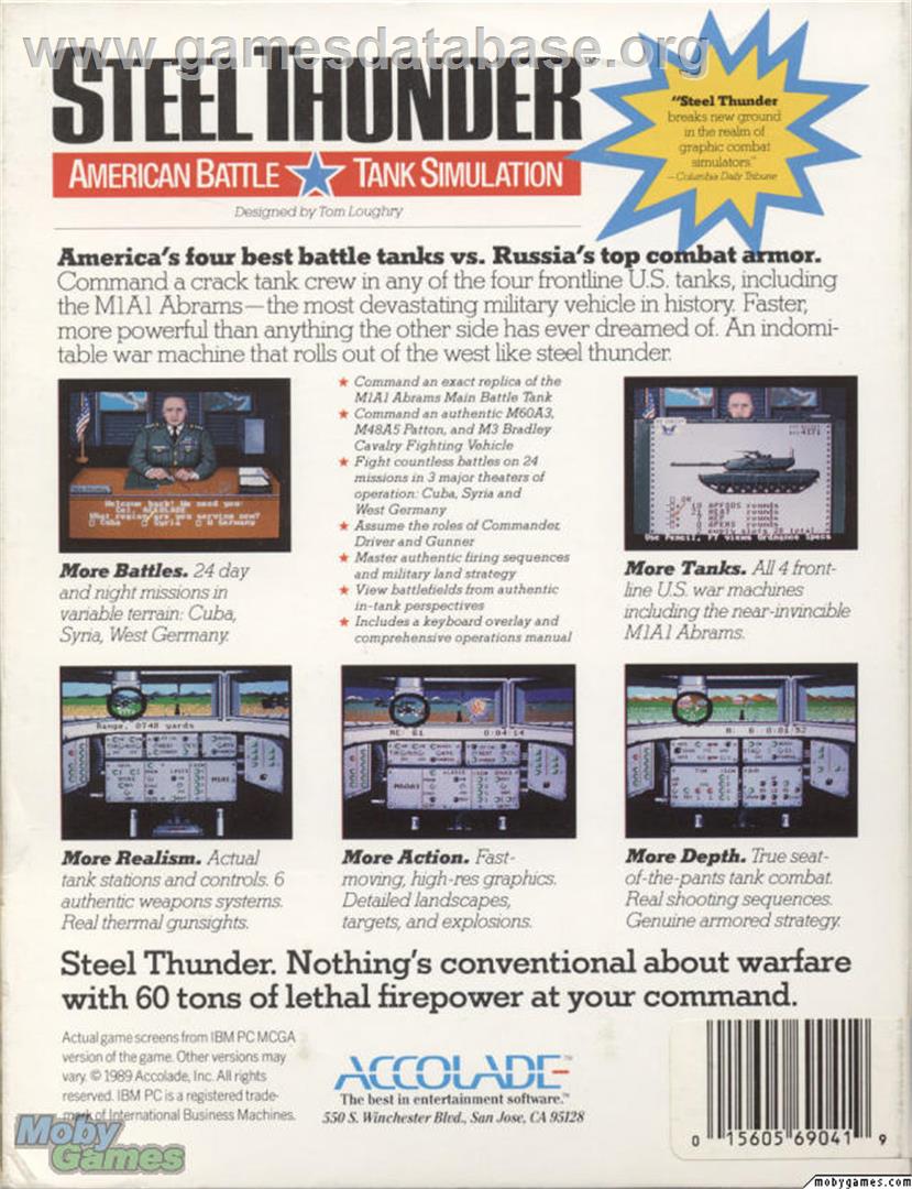 Steel Thunder - Microsoft DOS - Artwork - Box Back