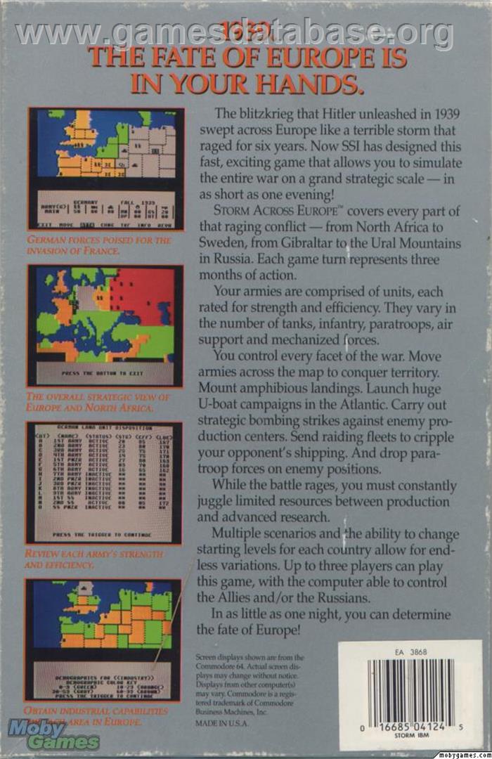 Storm Across Europe - Microsoft DOS - Artwork - Box Back