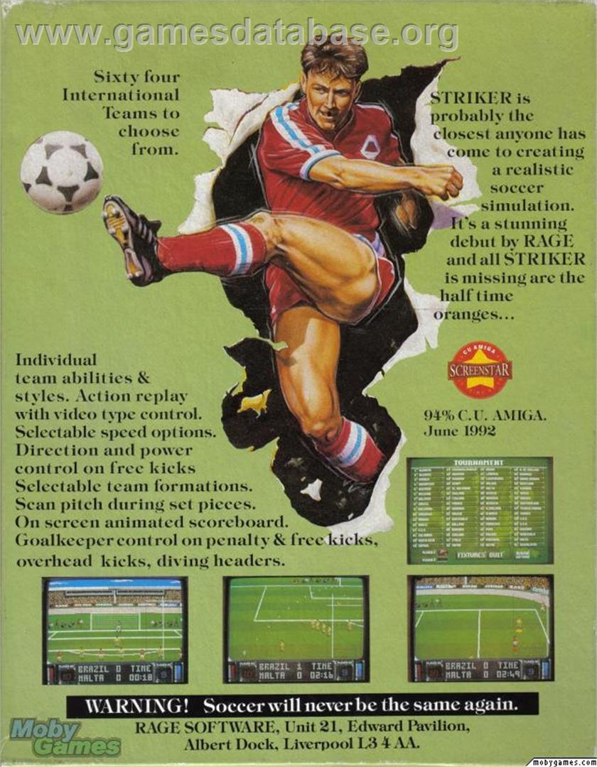 Striker (1985) - Microsoft DOS - Artwork - Box Back
