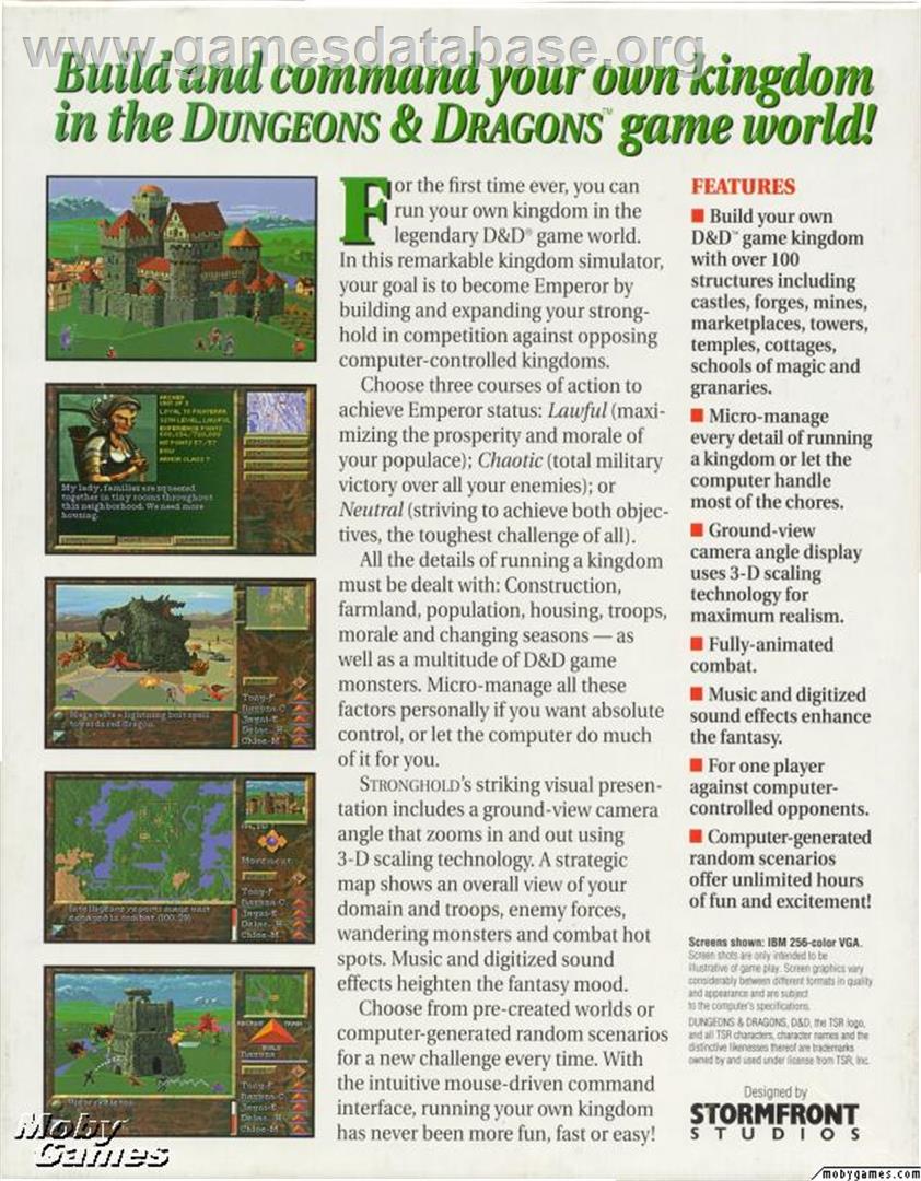 Stronghold - Microsoft DOS - Artwork - Box Back